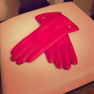 Red leather gloves